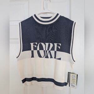 Fore All Women's Sleeveless Sweater Top Indigo/White Medium